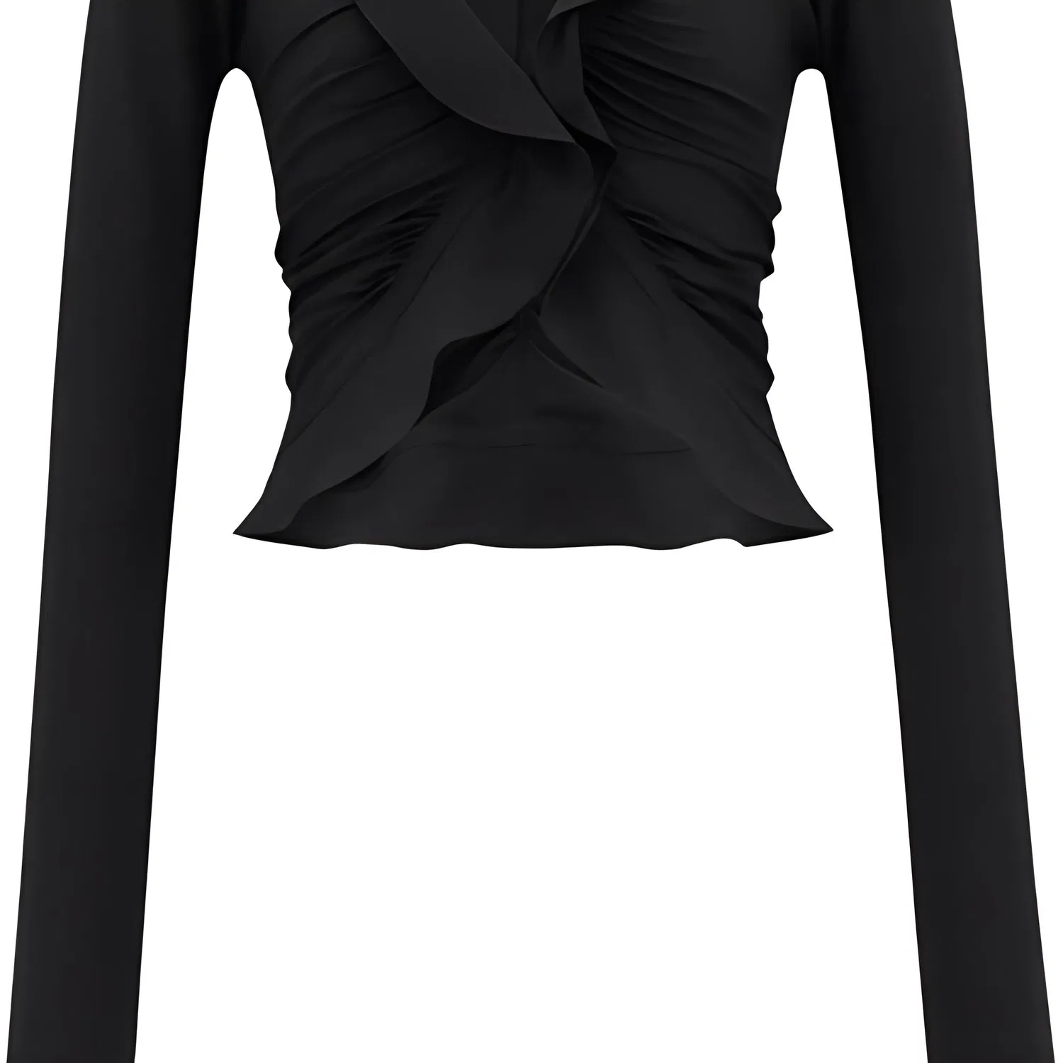 Женская блуза с воланами, с длинным рукавом SAINT LAURENT, Black — фото 3