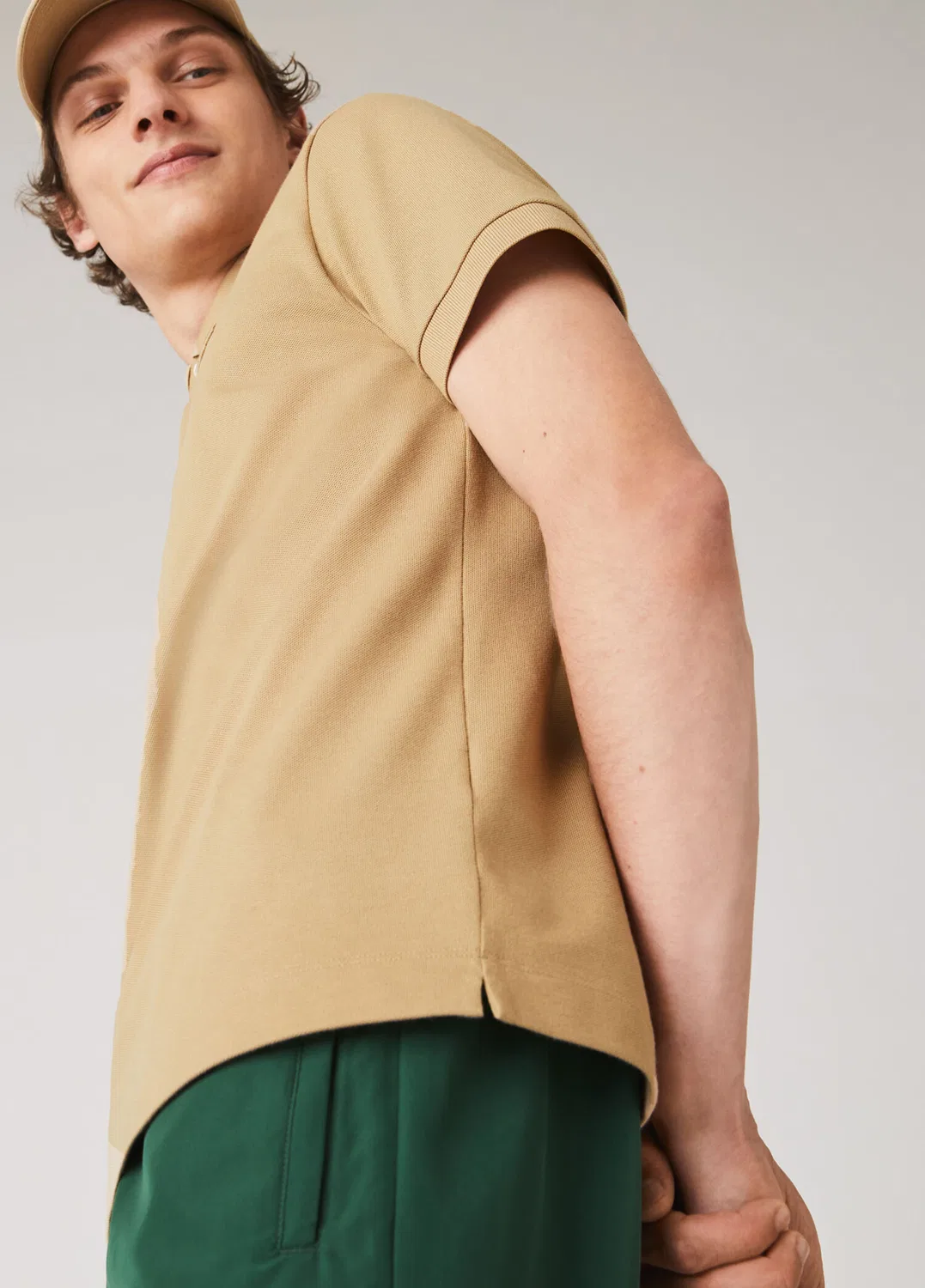 Поло Lacoste Paris Regular Fit бежевый — фото 4