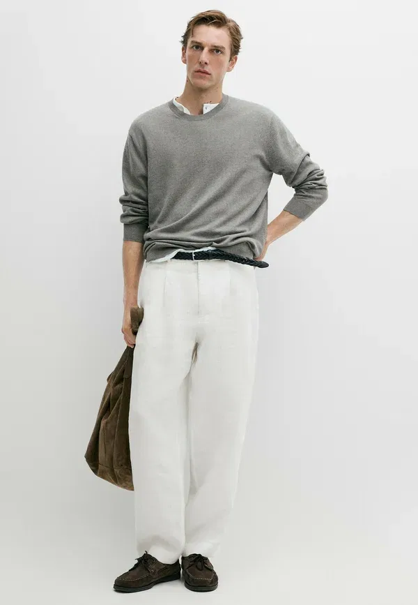 Свитер из махровой пряжи Jumper Massimo Dutti, серый — фото 2