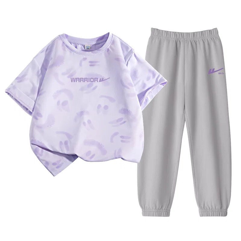 Детский спортивный комплект с круглым вырезом, Casual Sportswear, WARRIOR, Light Purple/H Purple K-Gray/H Label Purple K