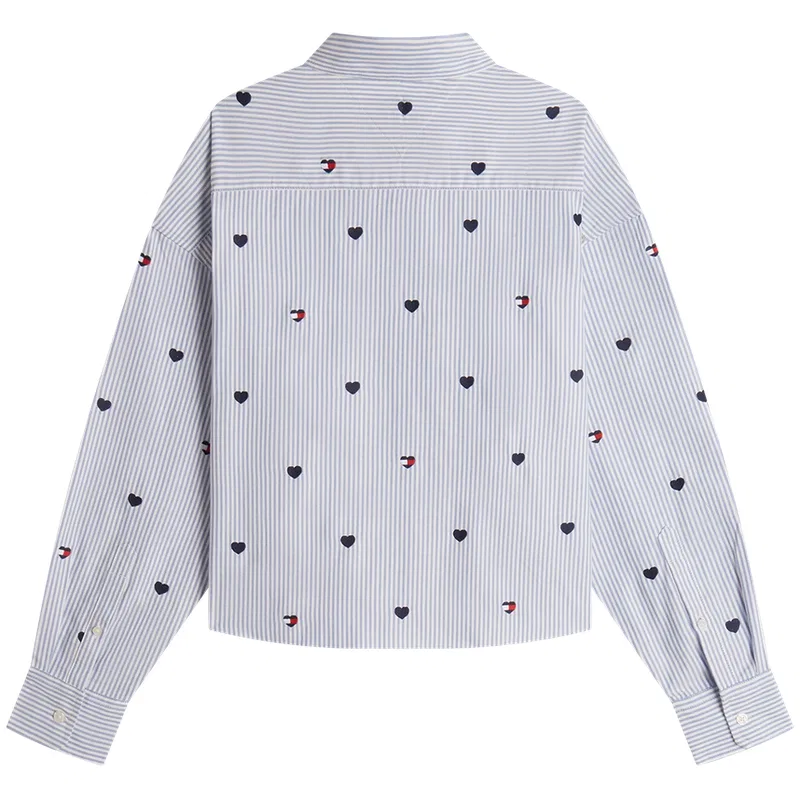 Женская рубашка с воротником и принтом в полоску Blue White Stripes C1N Tommy Hilfiger, Blue White Stripes C1N — фото 4