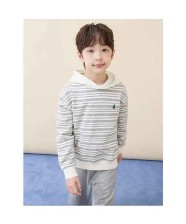 Спортивный костюм с полоской, Striped Hood Sweat Set Beanpole Kids, серый — фото 2