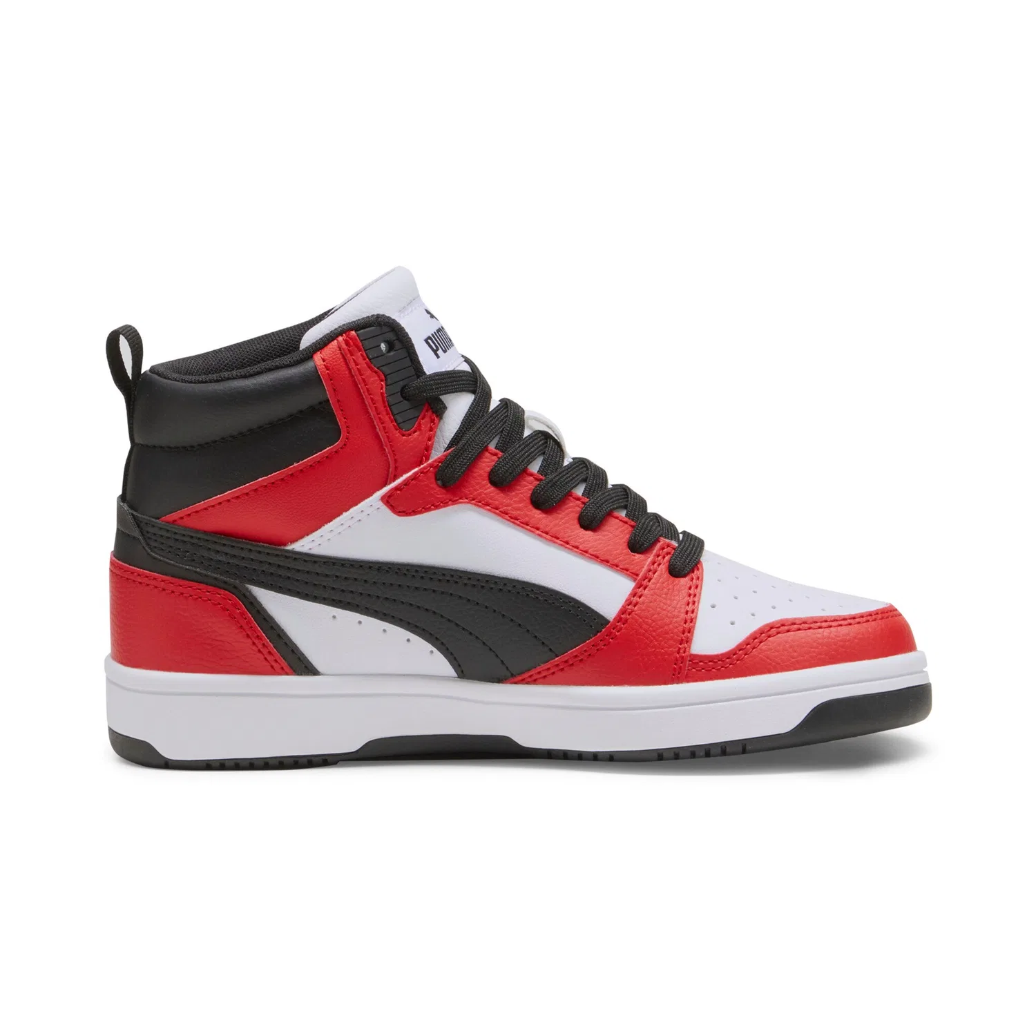 Детские кроссовки высокие с ретро-дизайном PUMA, White/Black/Red — фото 3