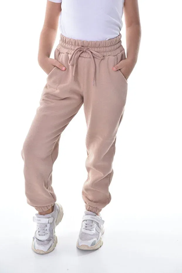 Детские спортивные штаны для девочек хлопковые Young Polymood, Dark Beige — фото 3