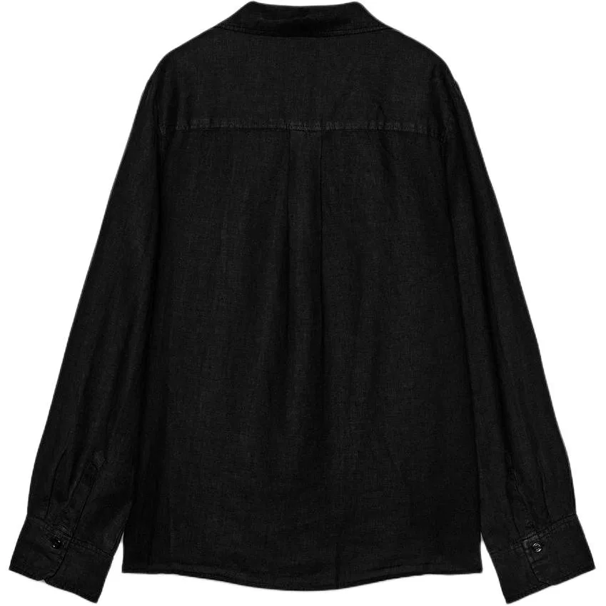 Женская рубашка с лацканами ZARA, Черный — фото 3