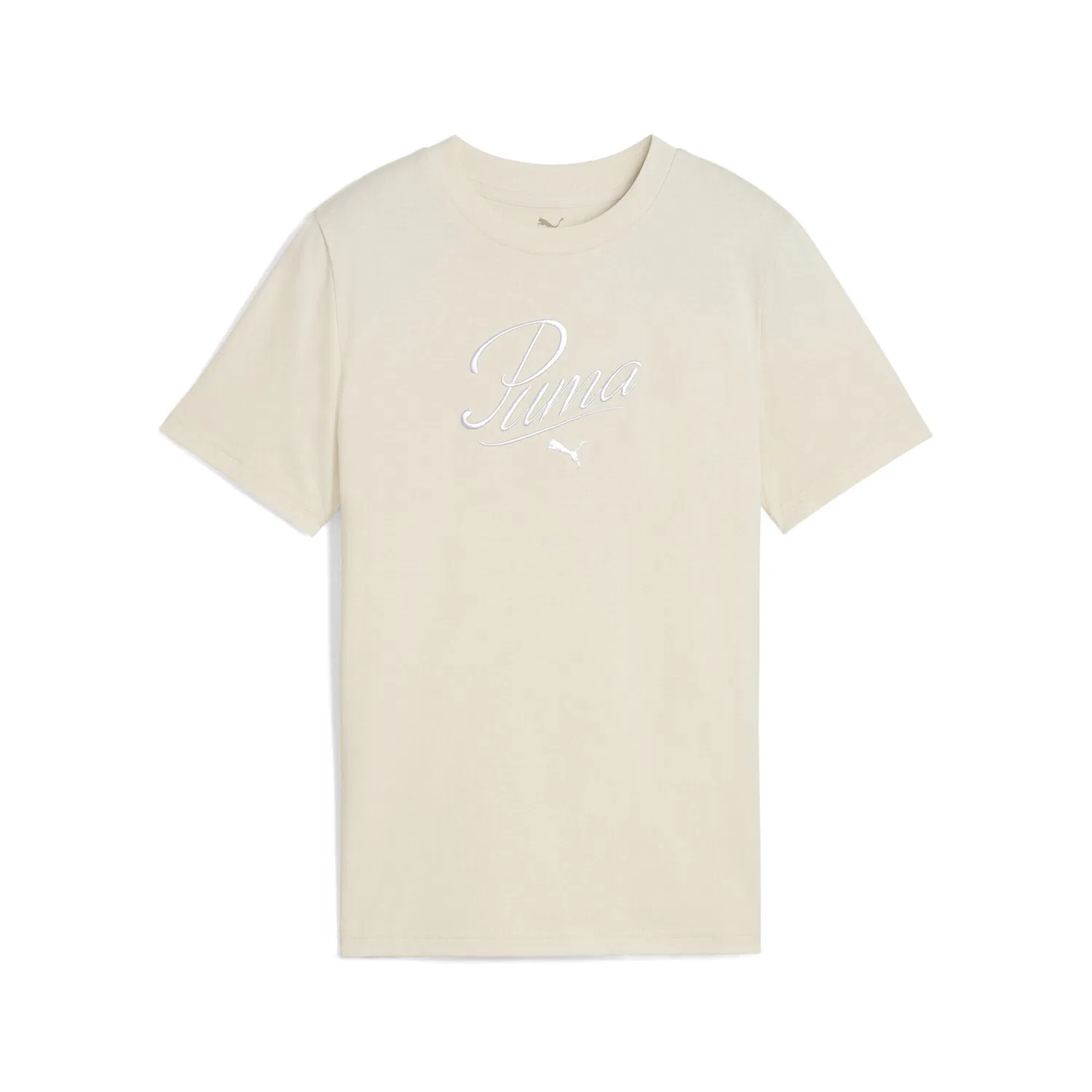 Детская футболка с принтом Essentials Script Puma, Beige Baumwollweiß Cremefarben
