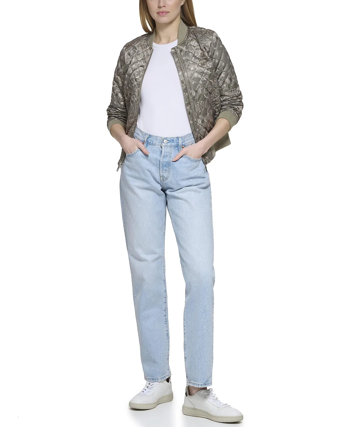 Женская куртка-бомбер стеганая Diamond Levi's, Sea Green Bandana Print