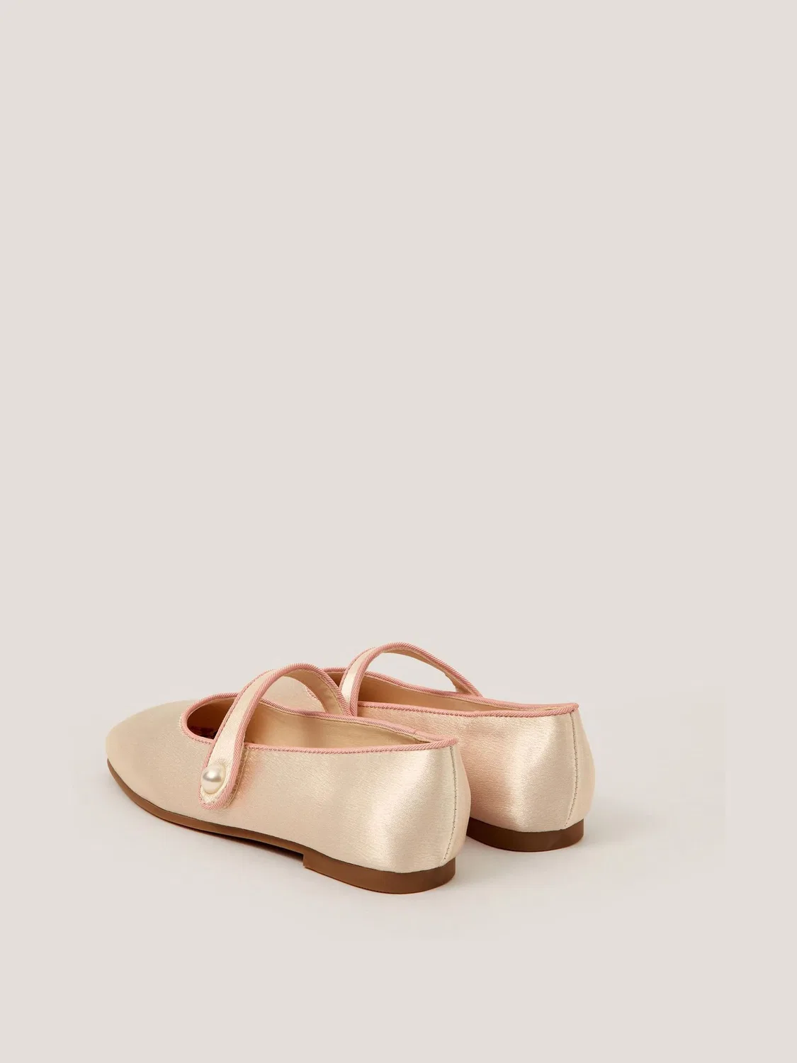 Балетки Monsoon Cream Pearl Strap Satin, кремовый — фото 2