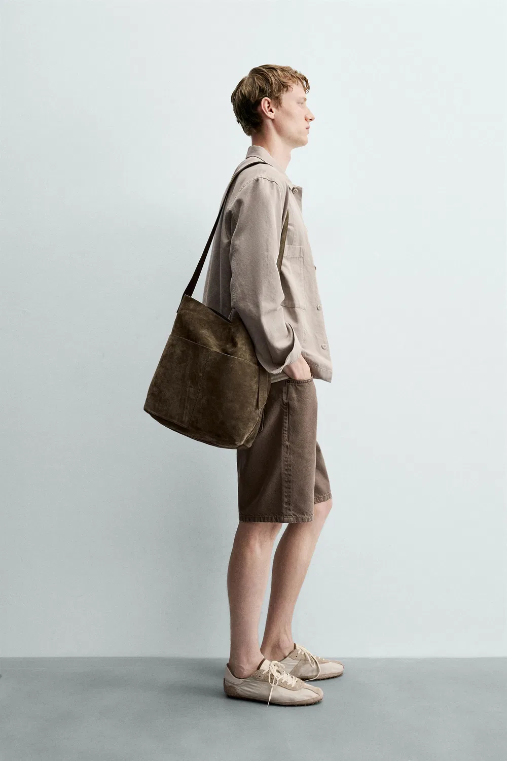Рубашка-куртка стандартного кроя ZARA, Light beige — фото 4