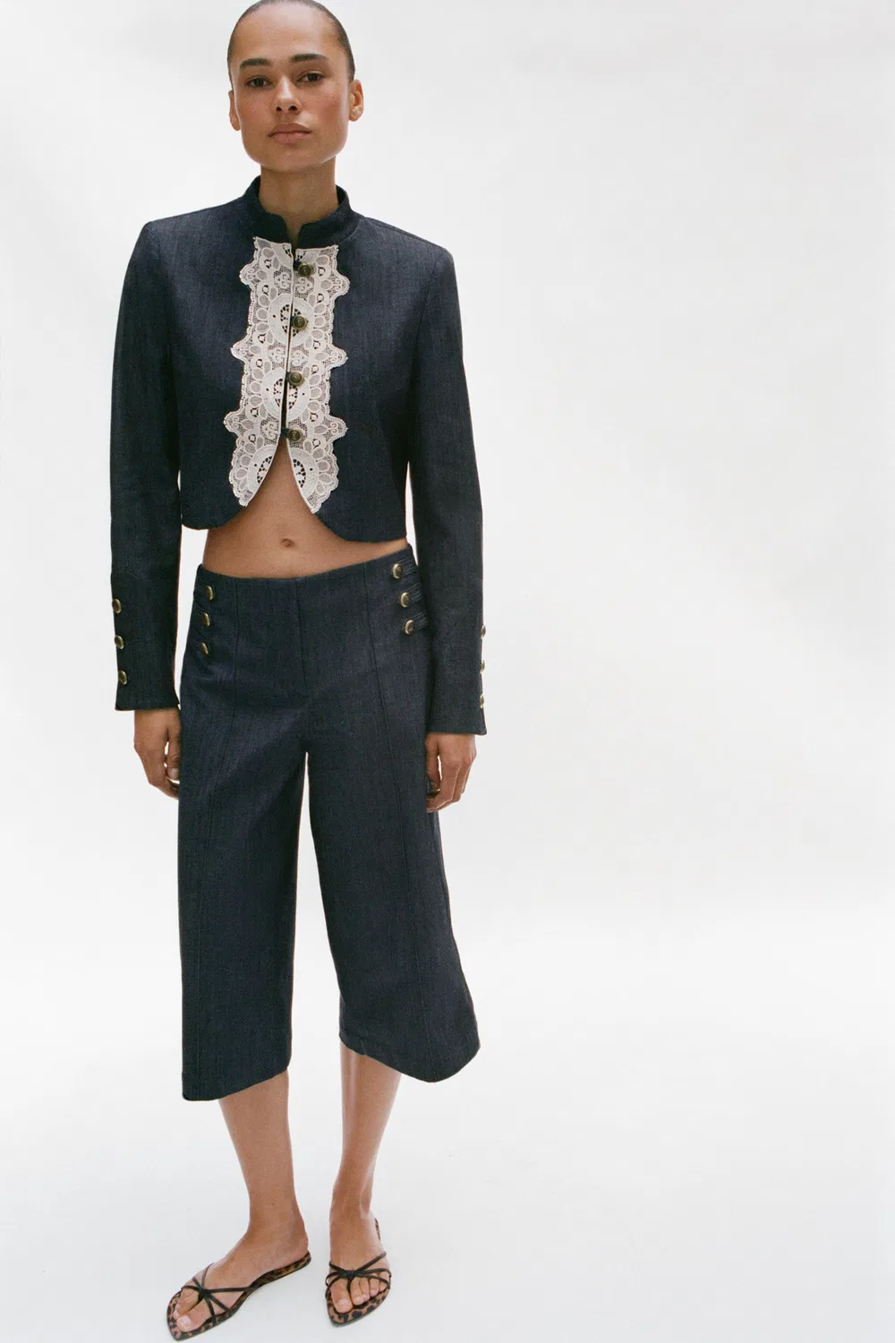 Длинные бермудские шорты на пуговицах ZARA, Indigo