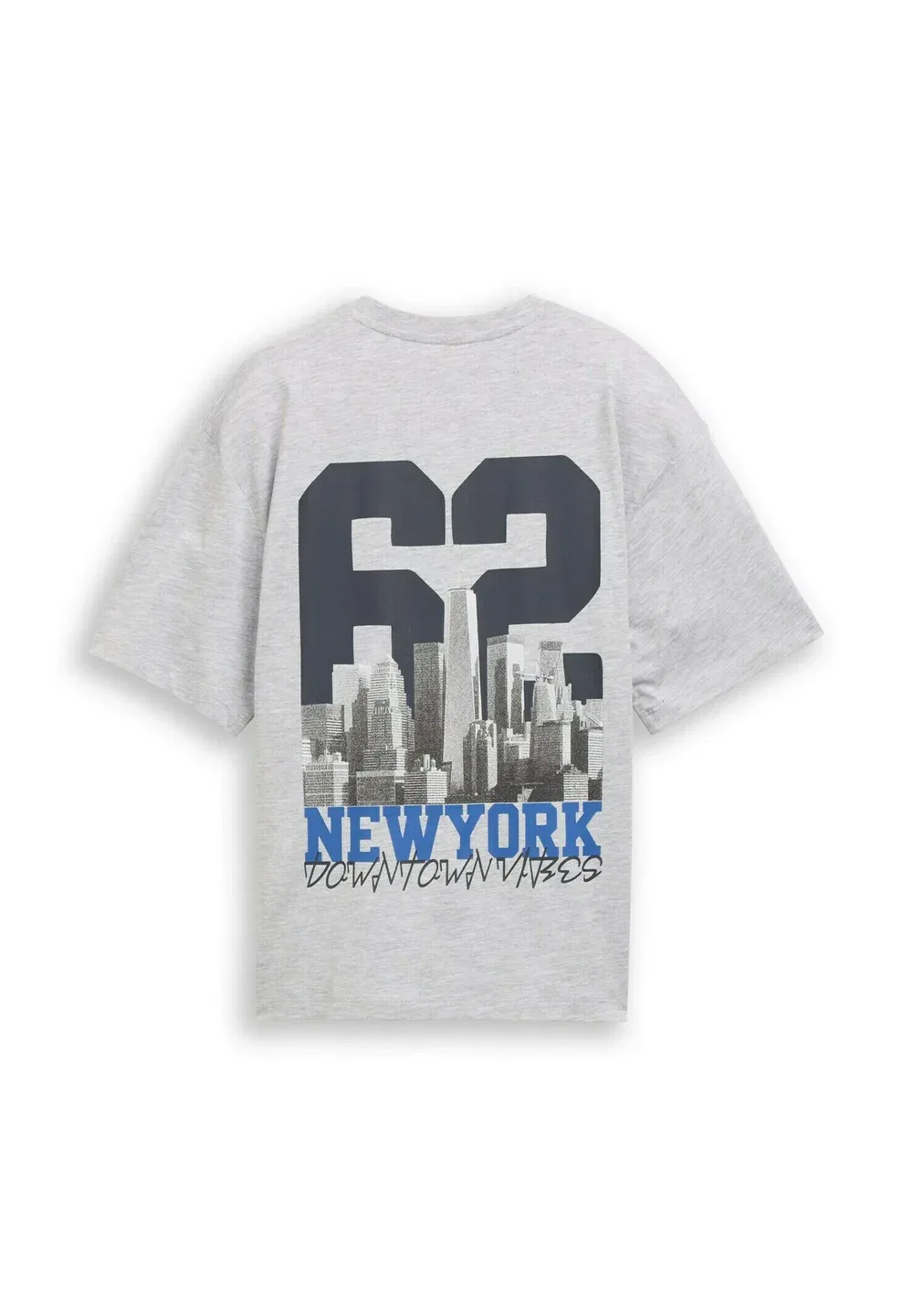 Футболка oversize mit foto-rückenprint - футболка с принтом Tom Tailor, Light Stone Grey Melange — фото 2