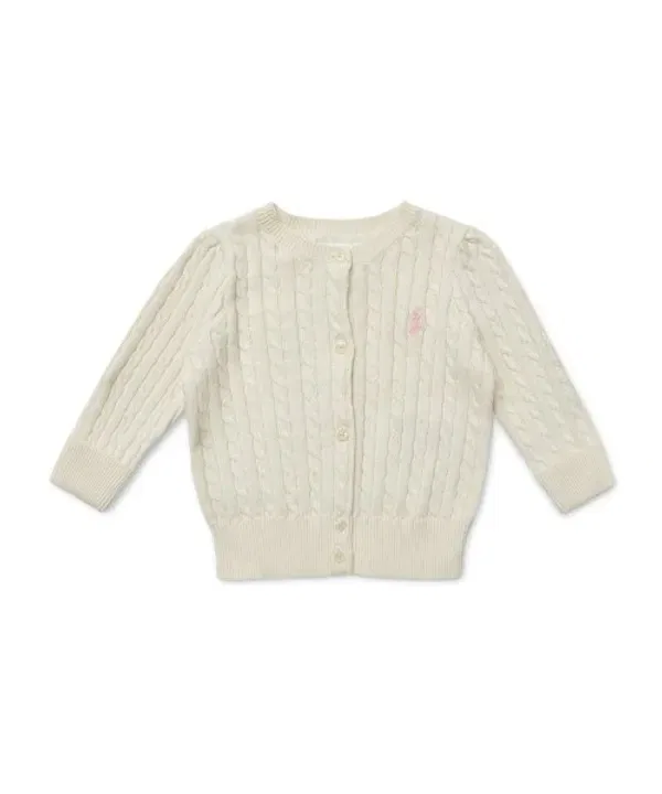 Кардиган из хлопка, кабельная вязка, Polo Ralph Lauren Children, слоновая кость