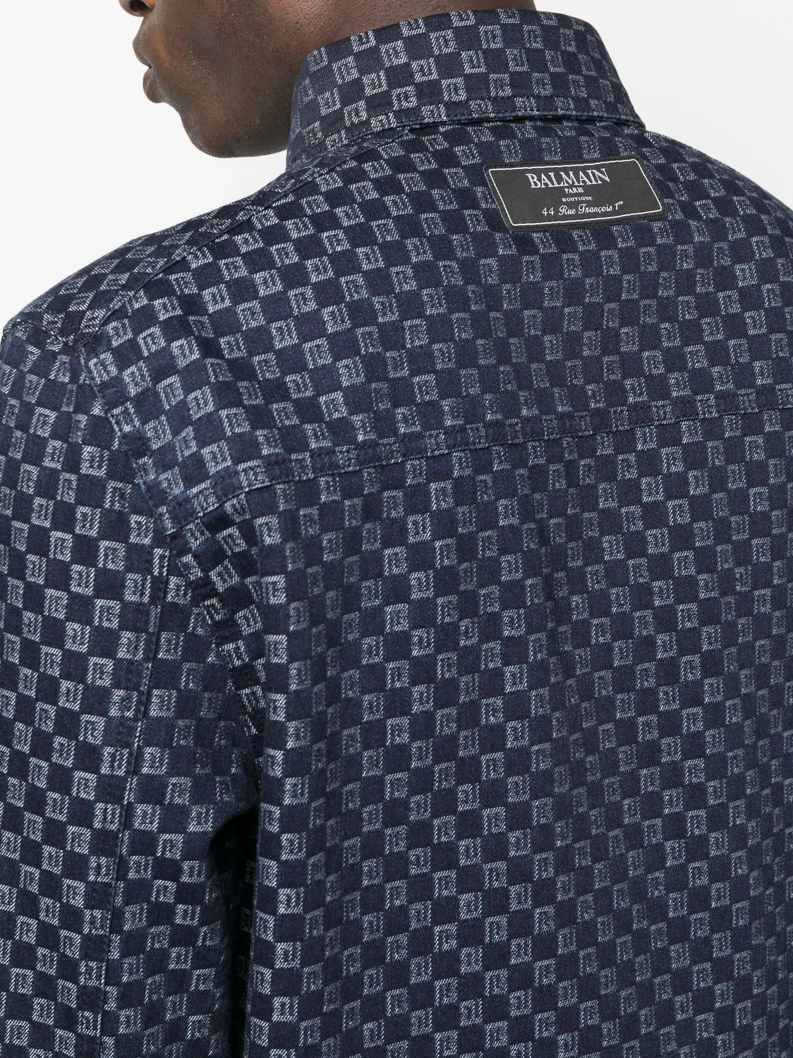 Balmain Рубашка из 100% хлопка синего цвета — фото 4