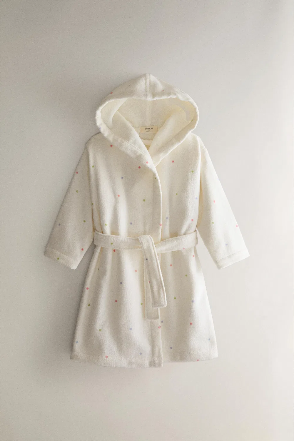 Детский велюровый халат в горошек ZARA, Oyster-white