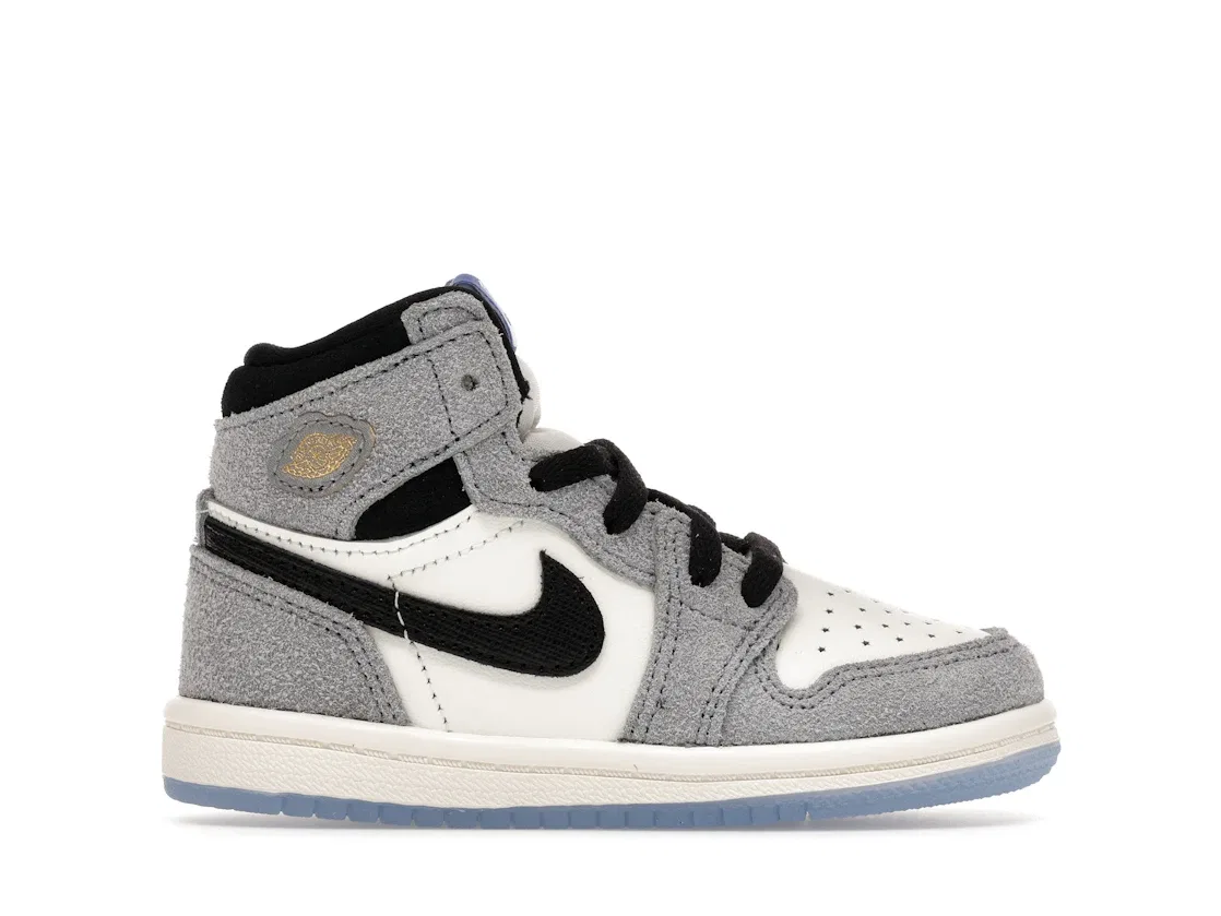 Детские кроссовки с контрастными вставками Jordan 1 Retro High OG All Star Cool Grey (TD), Cool Grey/Game Royal/Black