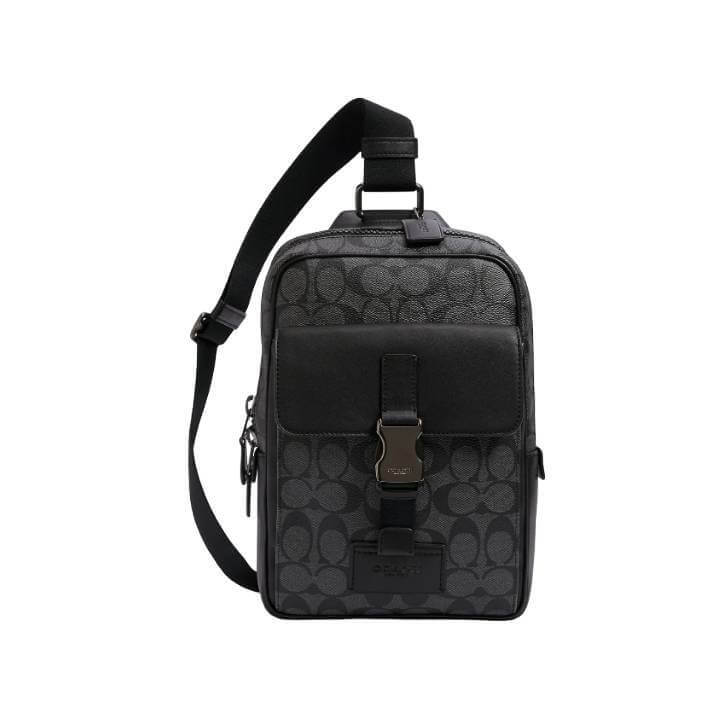 

Сумка Coach Outlet Track Pack In Signature Canvas, бронзовый/темно-серый/черный