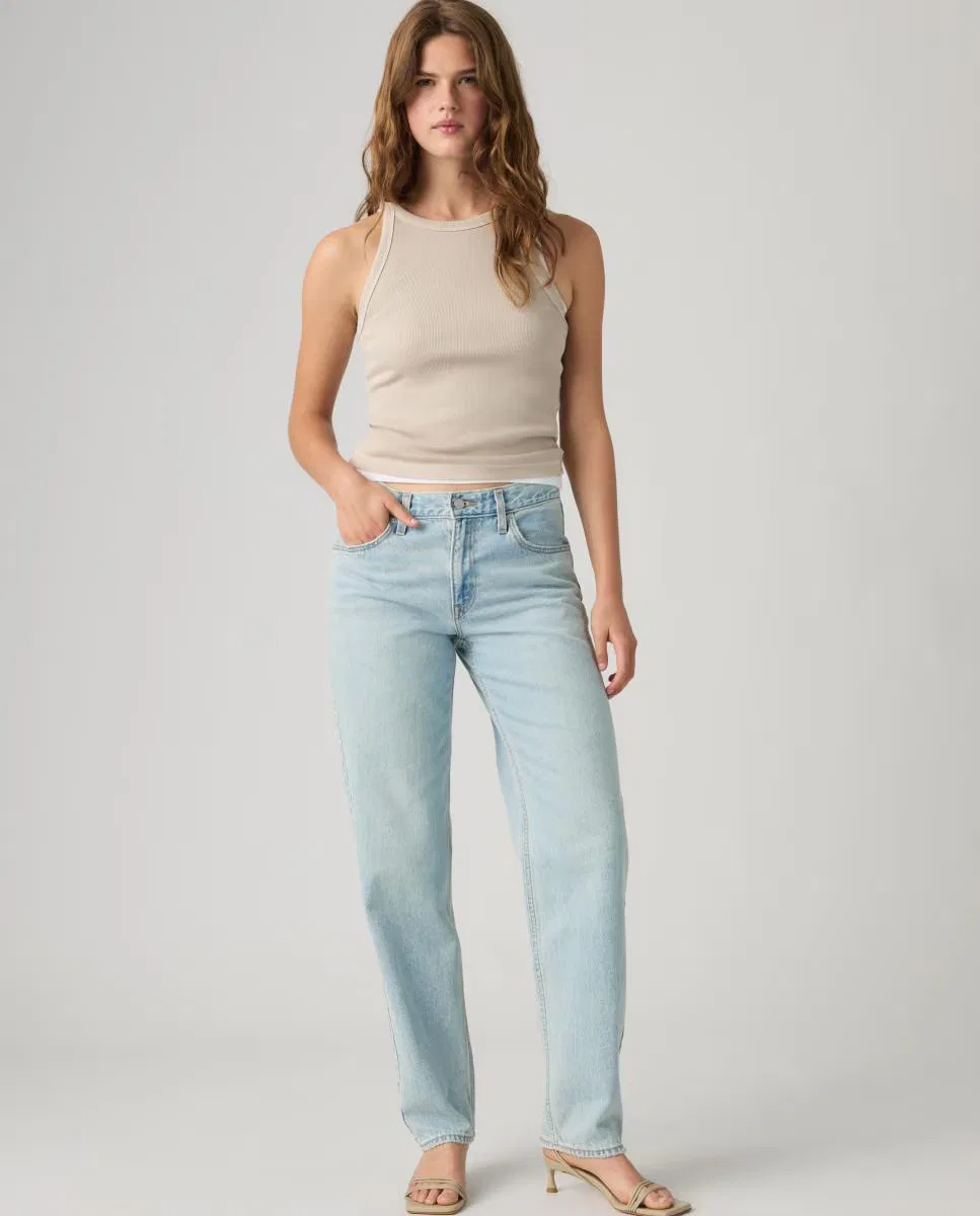 Женские джинсы с широкими штанинами со средней посадкой, Vaquero Recto Loose Taper, Levi's, голубой