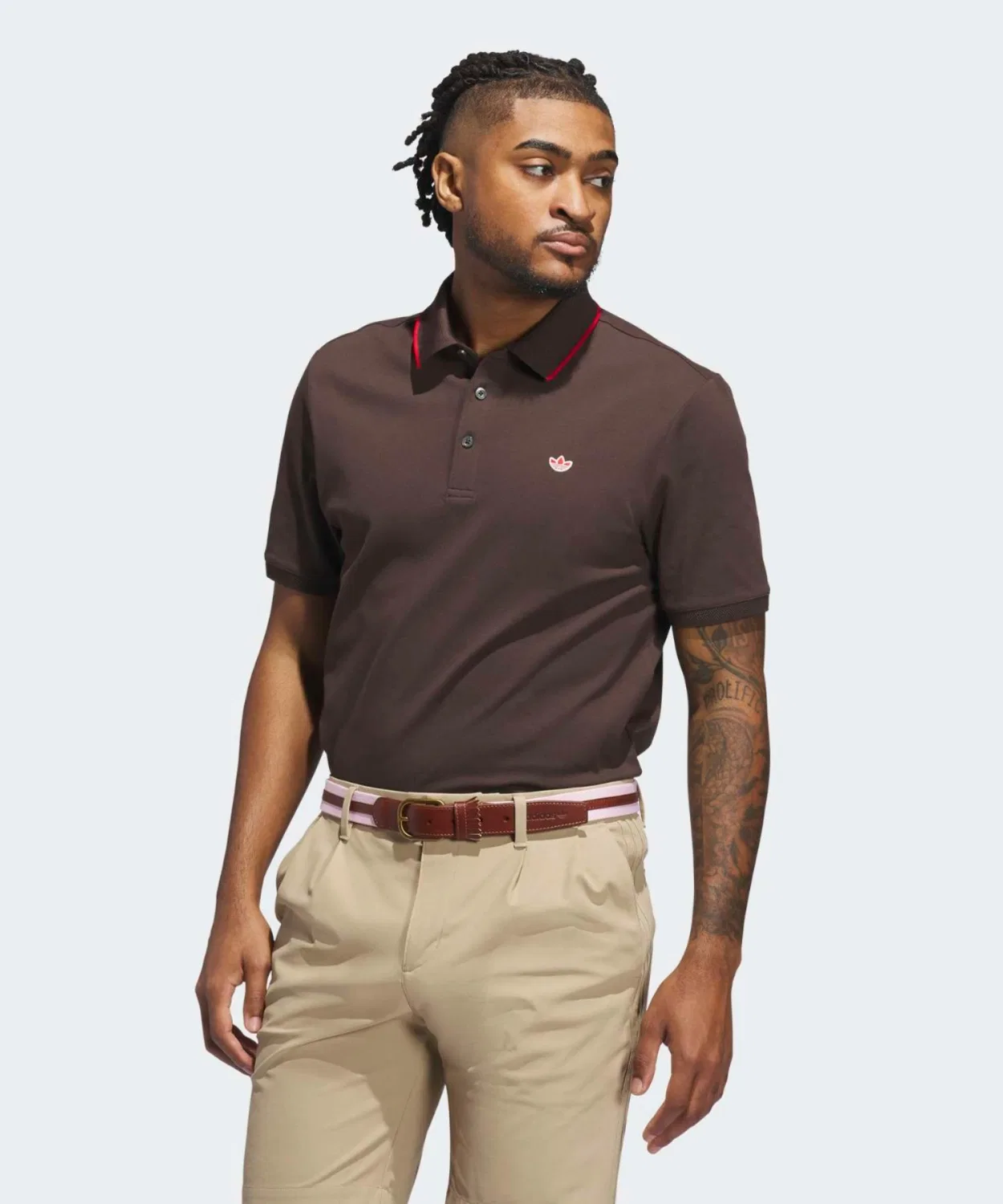 Мужская хлопковая футболка-поло с коротким рукавом Adidas Golf, Dark Brown