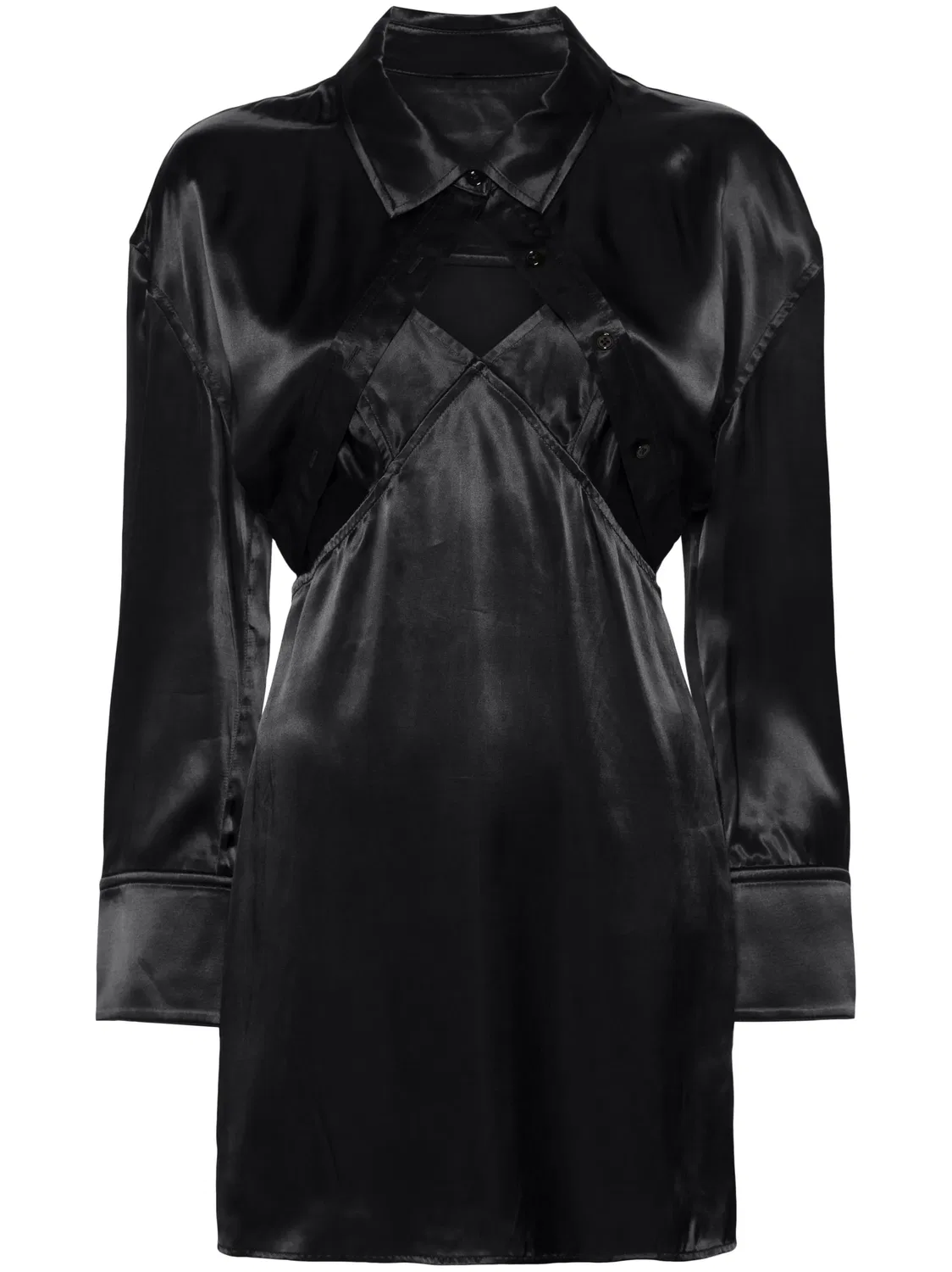 Сатиновое платье-рубашка Alexander Wang, черный