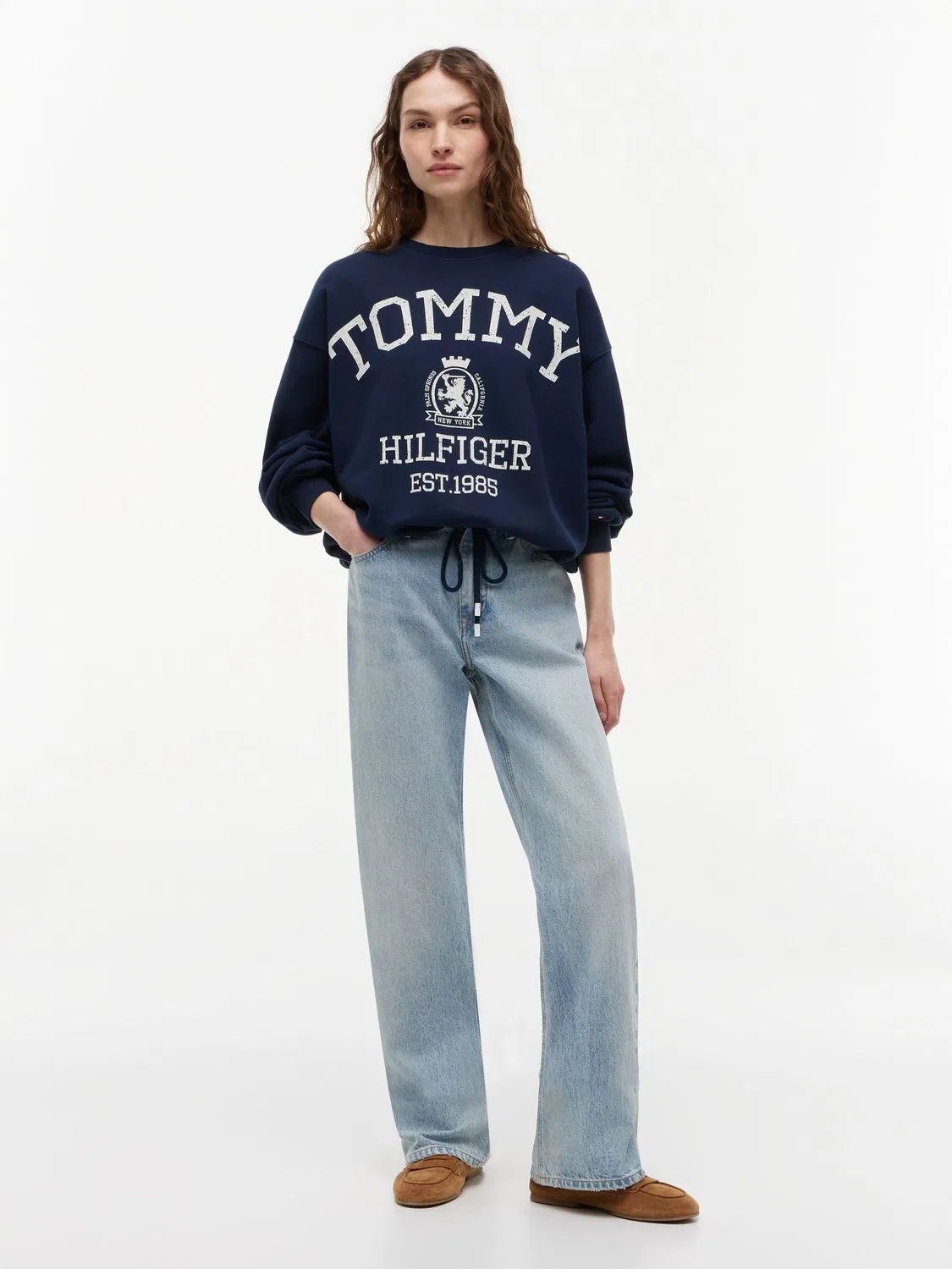 Свитшот с логотипом, свободный крой Tommy Hilfiger, синий — фото 3
