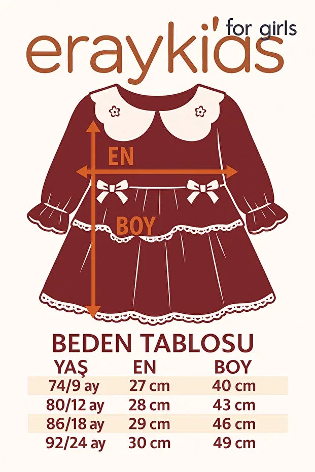 Детское платье для девочек бархатное с длинным рукавом Eray Kids, Red — фото 3