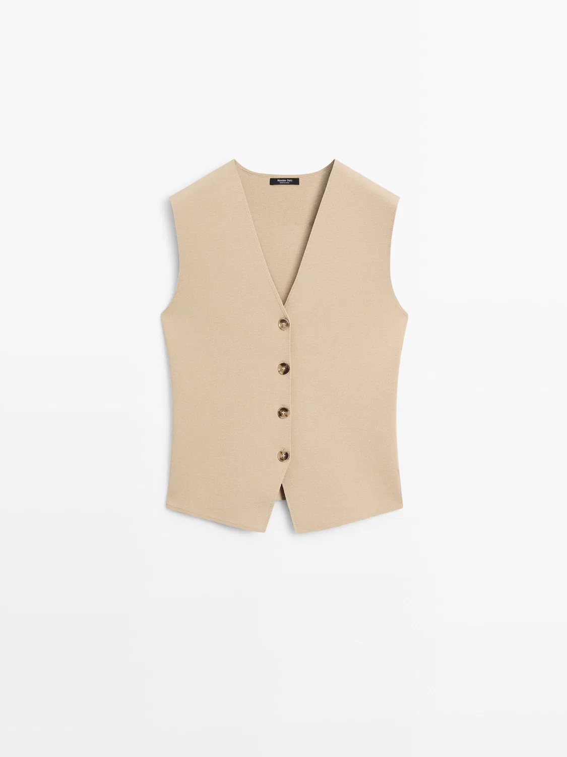 Жилет Massimo Dutti Knit With Button Details, бежевый — фото 2