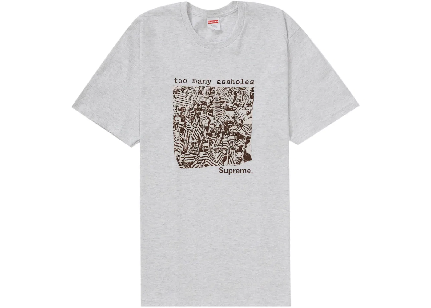 Мужская футболка с принтом Too Many Assholes Supreme, Ash Grey