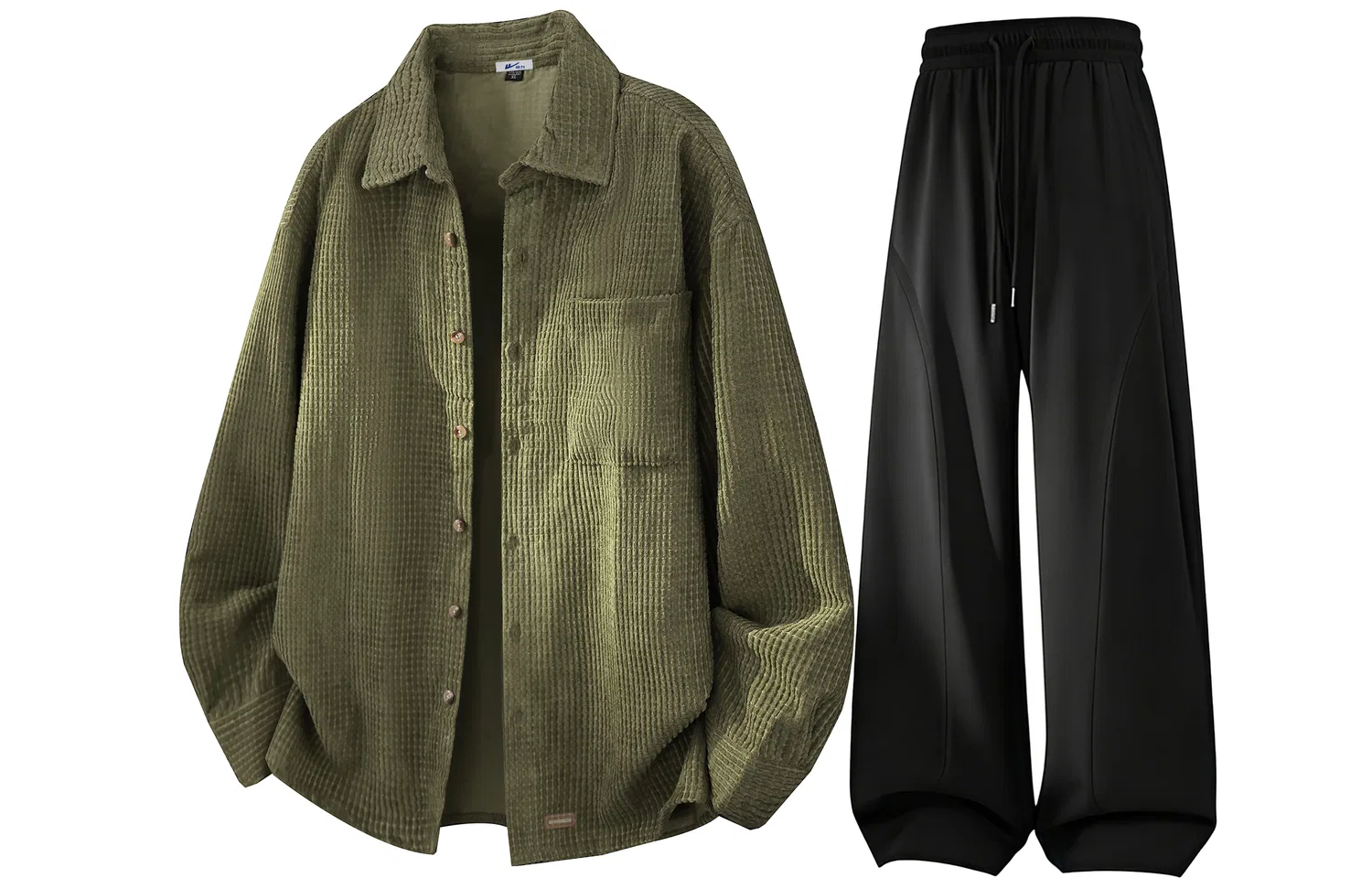 Детский комплект из рубашки с воротником и брюк, Green+Black, WARRIOR