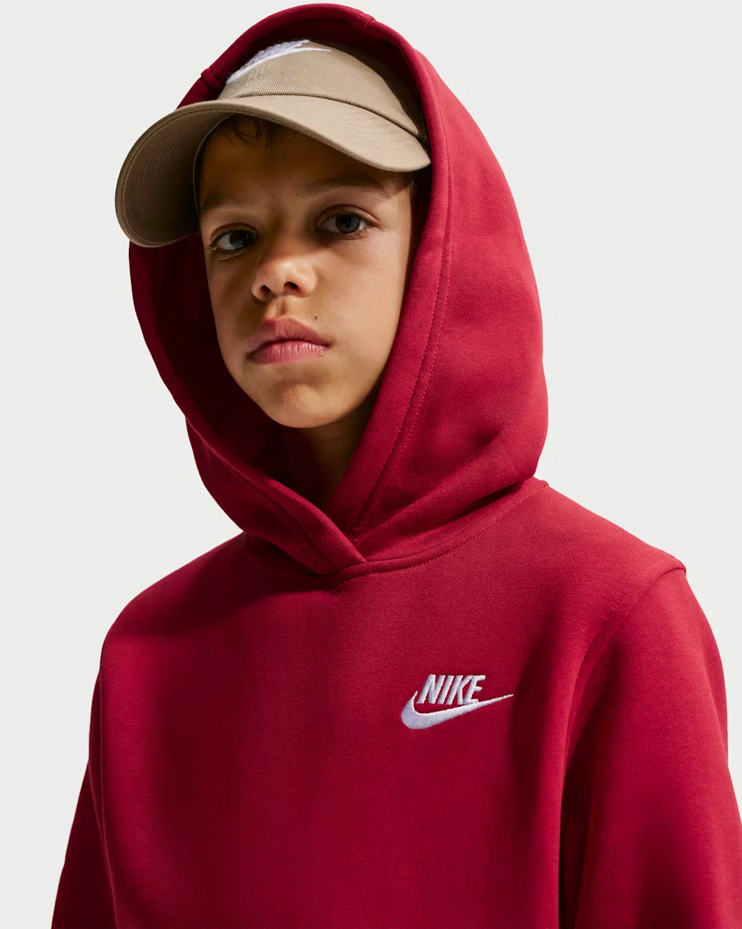 Толстовка с капюшоном для детей постарше Nike Sportswear Club Fleece, Tough Red/White — фото 3