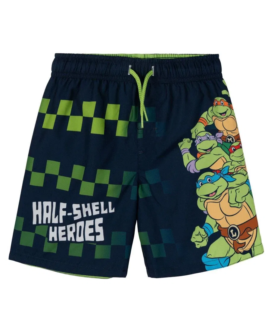 Комплект для плавания из рашгарда с коротким рукавом и плавок, с принтом Teenage Mutant Ninja Turtles, Navy And Light Green — фото 3
