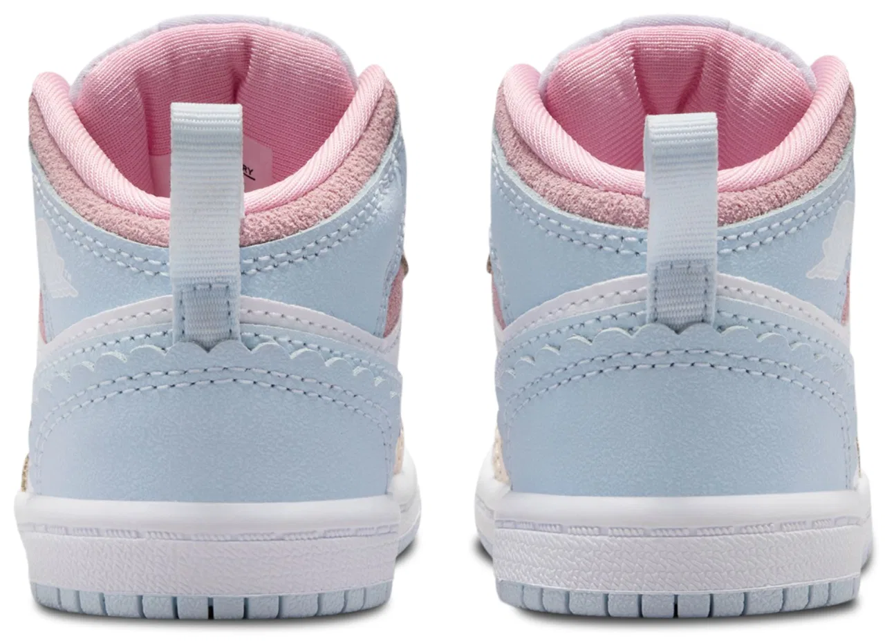 Кроссовки для девочек Jordan 1 Mid SE Fem, цвет White/Pale Ivory/Half Blue — фото 3