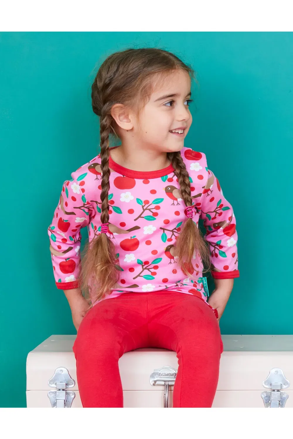 Детская футболка с длинным рукавом Robin Print Toby Tiger, Pink