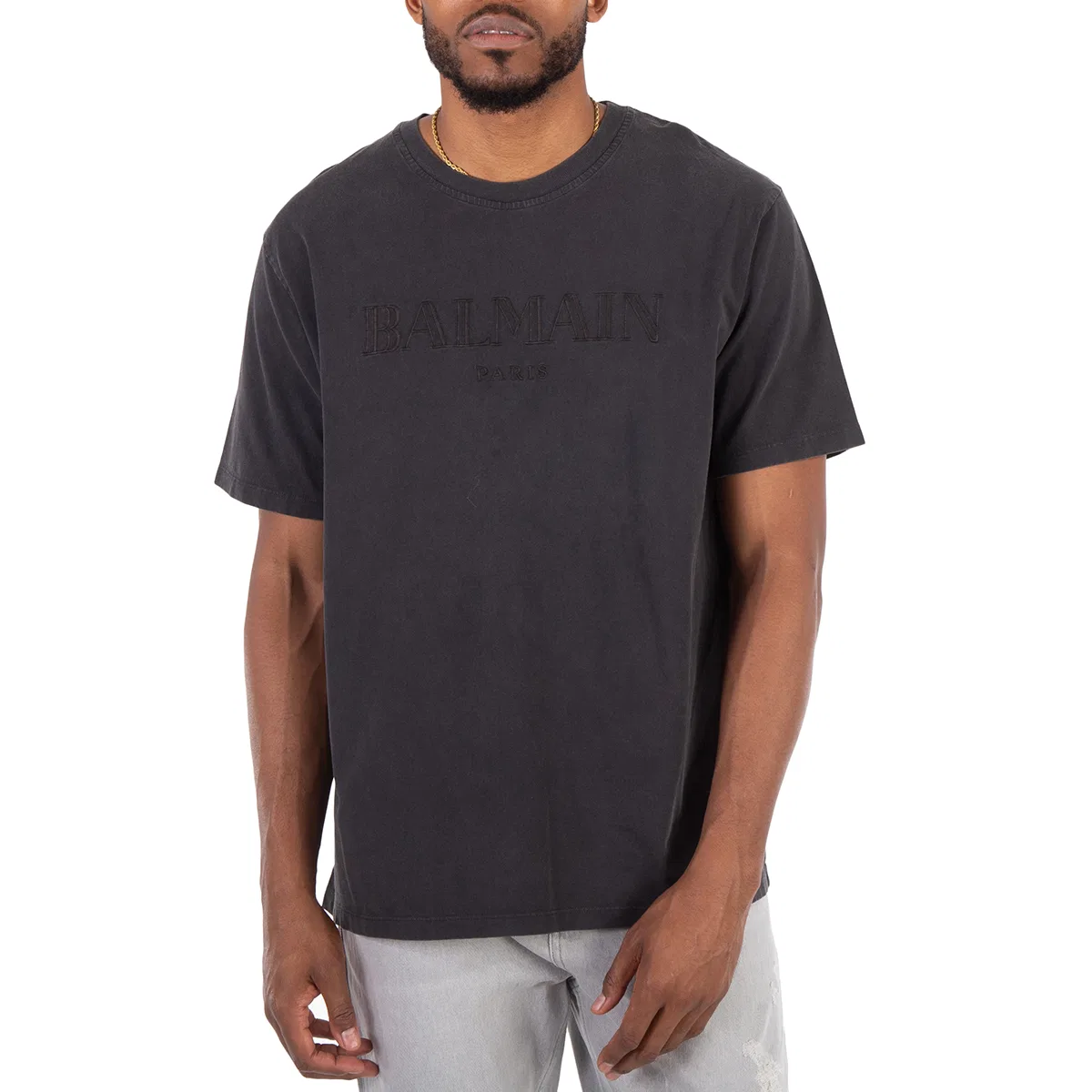 Футболка с вышитым логотипом Vintage Logo Balmain, Gris/Gris