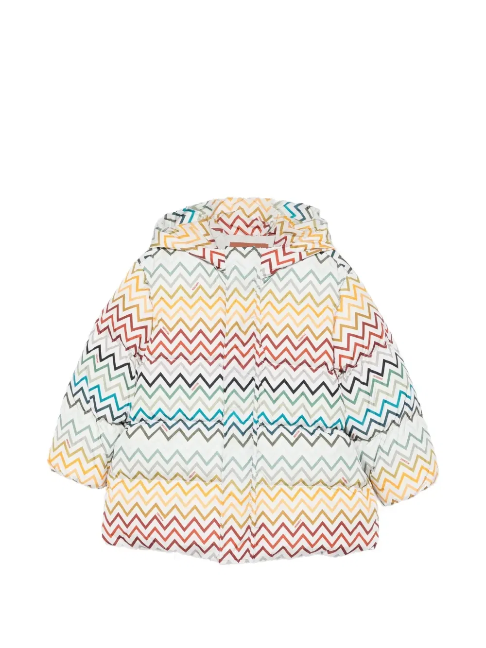 Утепленная куртка на молнии с зигзагообразным принтом Missoni Kids, белый