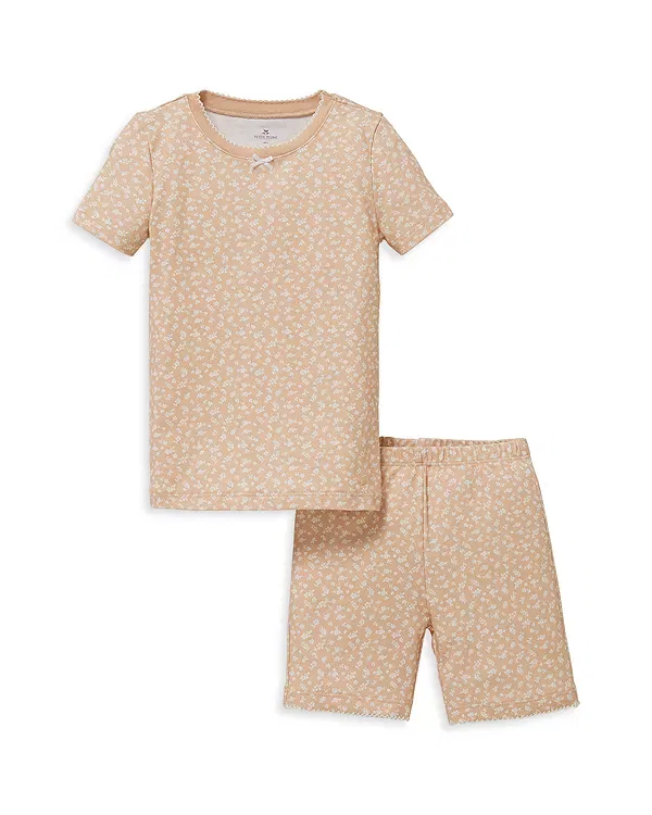 Детская пижама с коротким рукавом Ditsy Waltz Printed Snug Fit Short Pajama Set Petite Plume, бежевый
