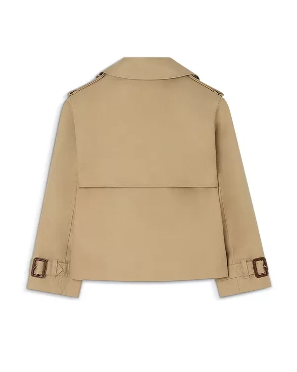 Детское пальто для девочек из хлопка Trench Jacket Burberry, Sand — фото 2