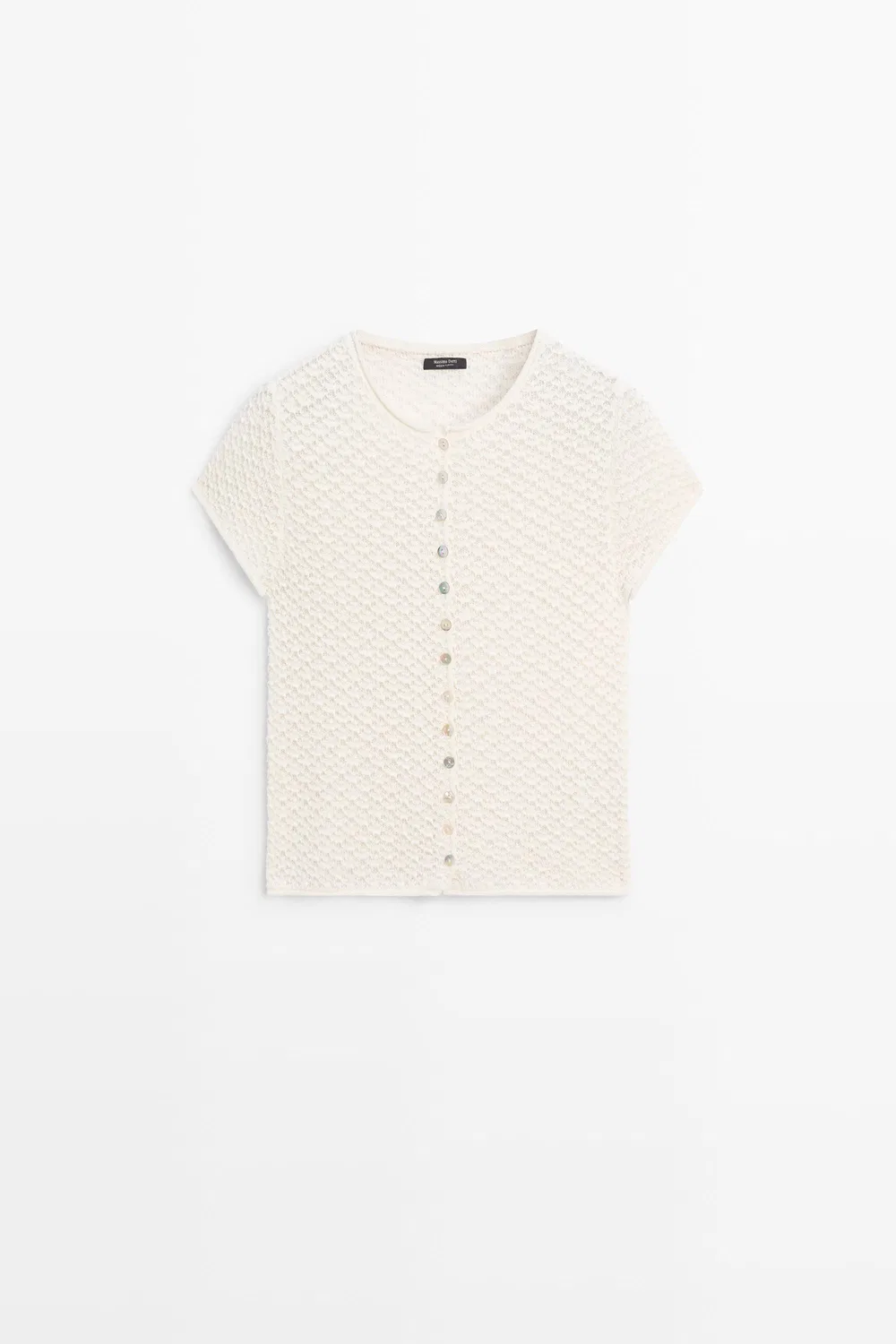 Кардиган Massimo Dutti Crochet Knit, кремовый — фото 2