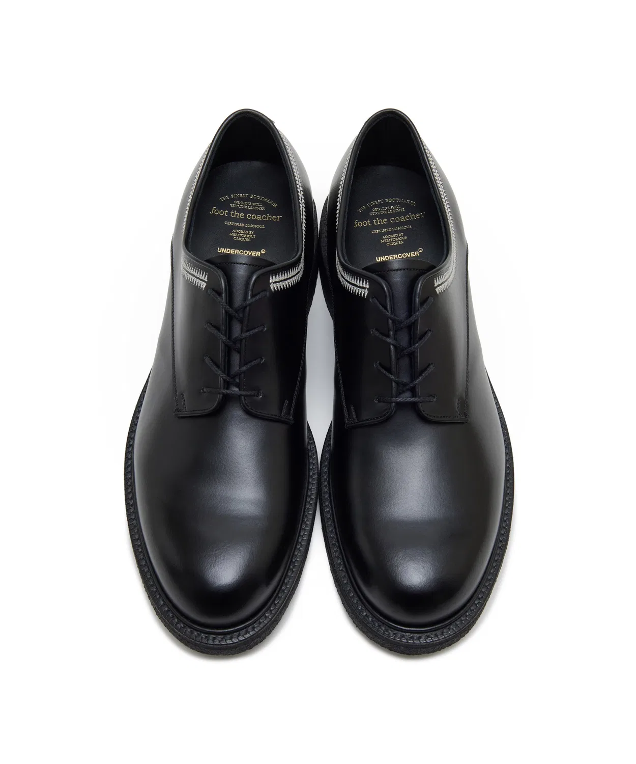 Ботинки кожаные foot the coacher × UNDERCOVER на шнуровке на натуральной резиновой подошве чёрные — фото 2