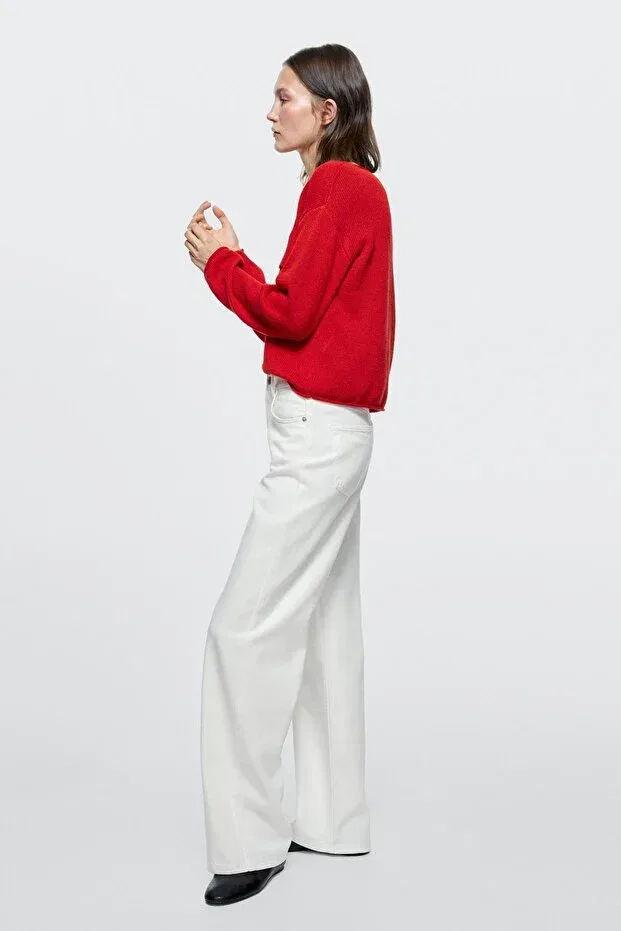 Женские джинсы с широкой штаниной Massimo Dutti, White — фото 3