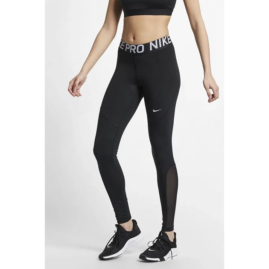 Леггинсы с высокой посадкой с сетчатыми вставками Nike Pro, Черный — фото 2