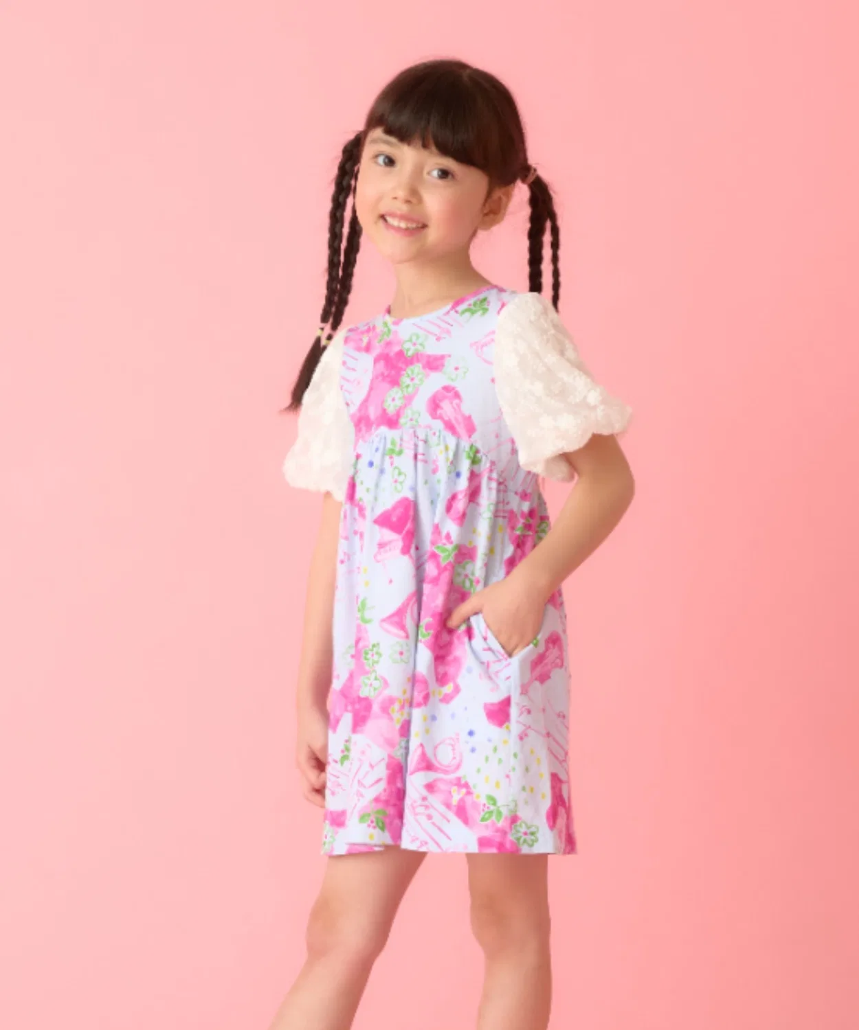Детское платье с принтом Music Flower Print hakka kids, Sax Blue