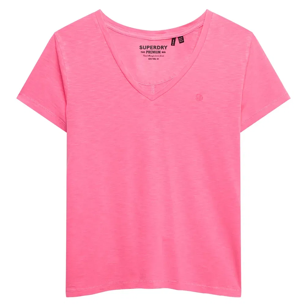 Женская футболка с V-образным вырезом и вышивкой Superdry Studios Slub Superdry, Pink — фото 3