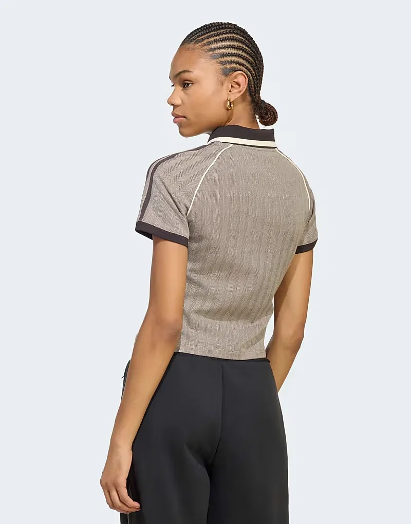 Поло Adidas Originals из твида светло-коричневый — фото 2