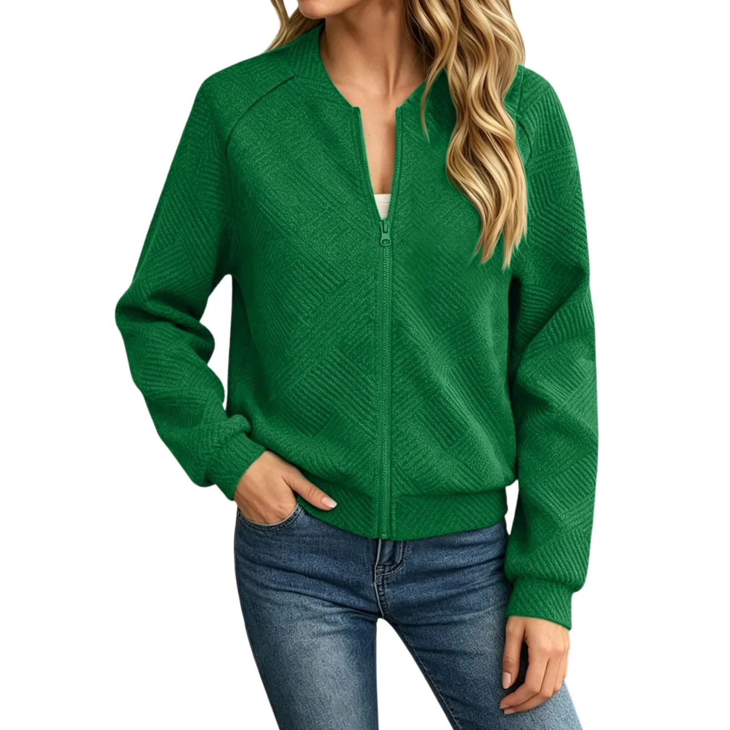 Женское пальто с молнией и рукавами реглан Elegante, Verde-B