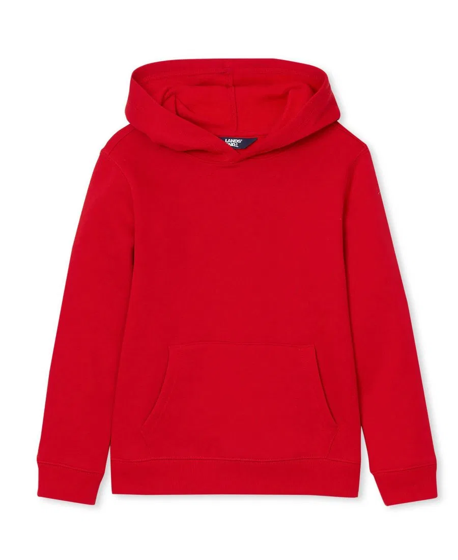 Детский худи из футера с капюшоном и кенгуру-карманом Lands' End, Bright Red