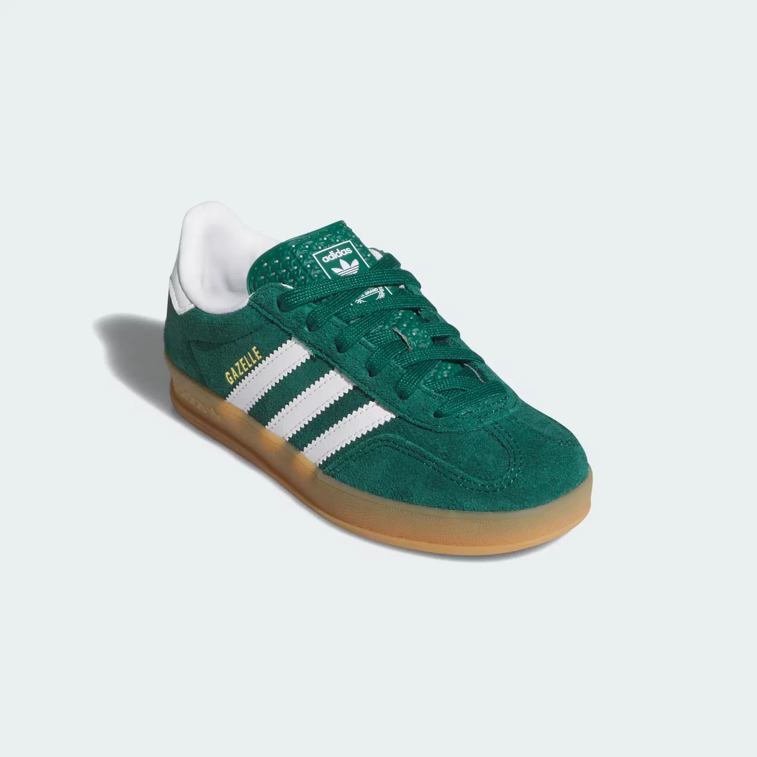 Детские кроссовки из замши Gazelle Indoor Adidas Originals, Collegiate Green/Cloud White/Gum — фото 4