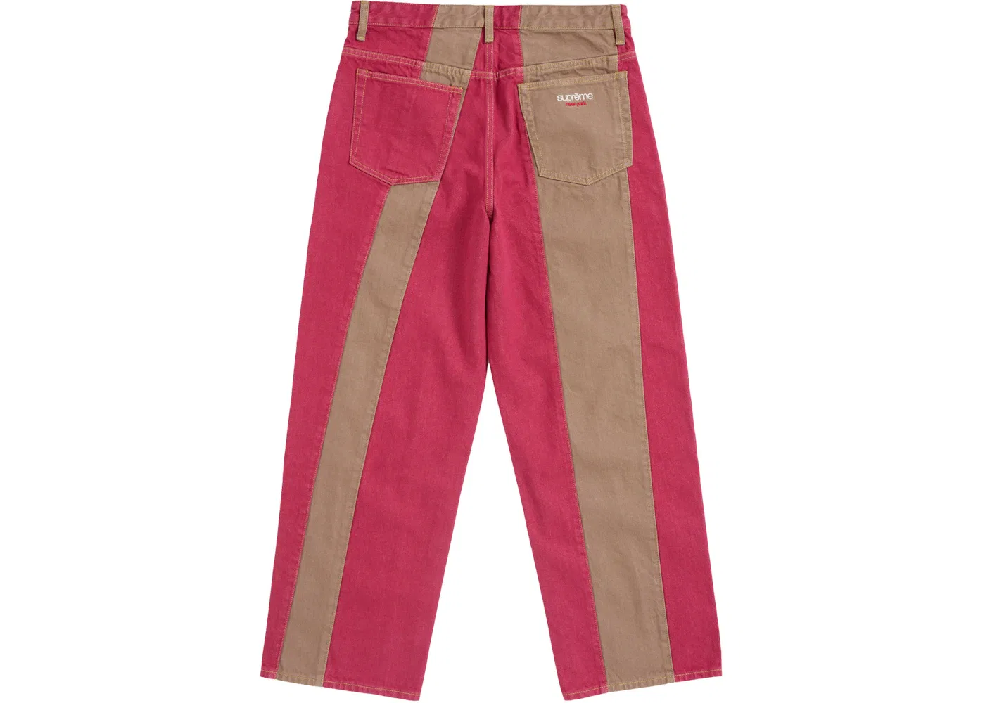Мужские джинсы с панельным принтом Supreme Paneled Stripe Baggy Jean, Red — фото 2
