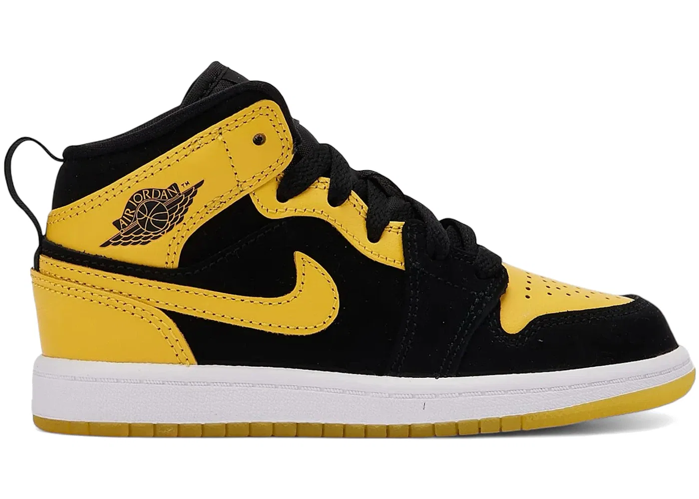Детские кроссовки Lifestyle с принтом Jordan 1 Mid SE New Love (2025) (PS) Jordan, Black/White/Varsity Maize