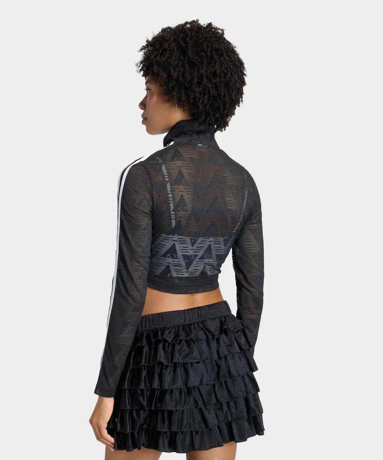 Женский трек-топ с молнией и высоким воротником Firebird Classic Lace Track Top Adidas, Black — фото 4