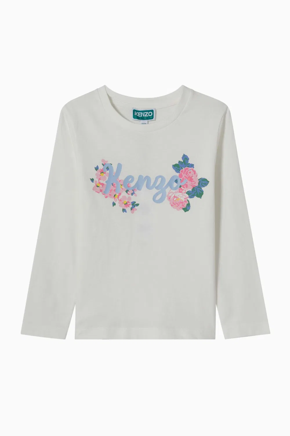 Футболка с цветочным принтом из органического хлопка KENZO KIDS